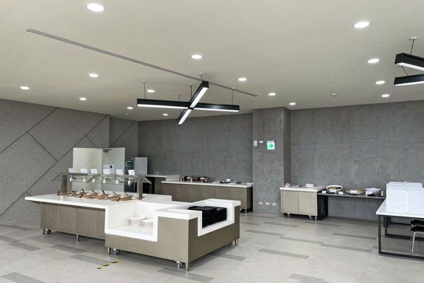 Long shot of the dining table of the staff cafeteria of Taiwan Grace Chiayi Factory